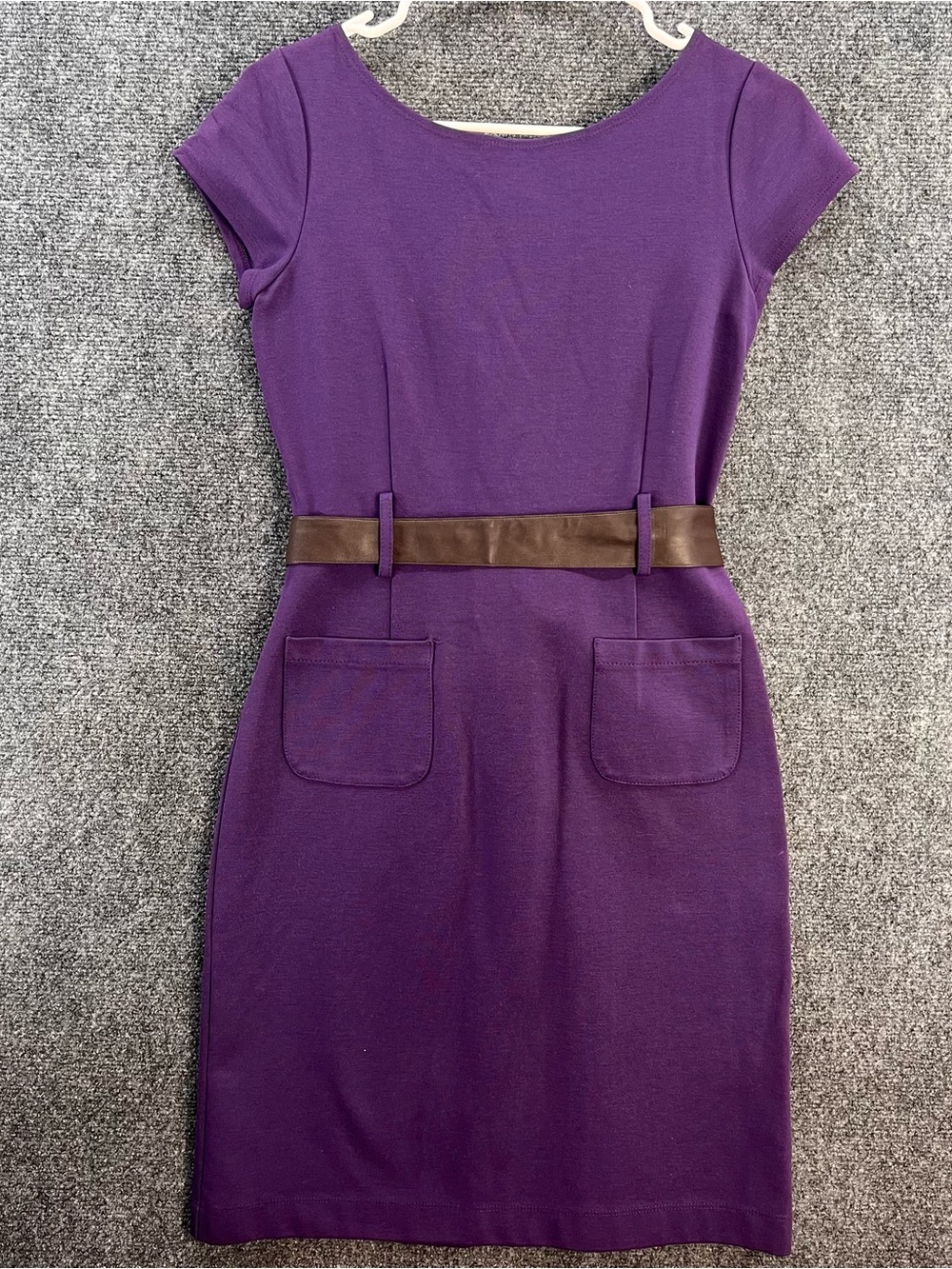 Vintage Theory Purple Damson Sloane Dress Small Cap Sleeves Belted Low Back Y2K